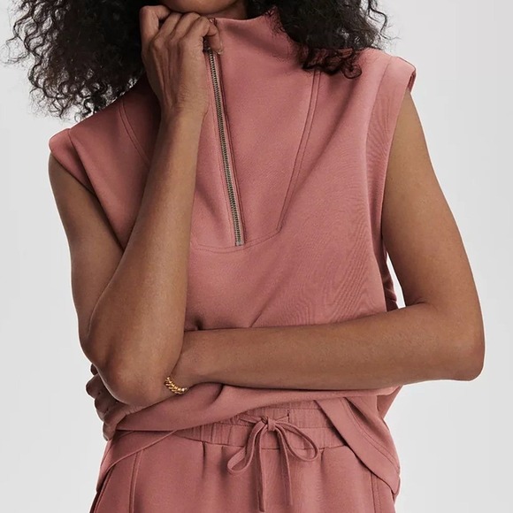 Varley Tops - Varley Magnolia Half Zip Tank 2.0 Canyon Rose Sleeveless Mock Neck Top Sz M NWT
